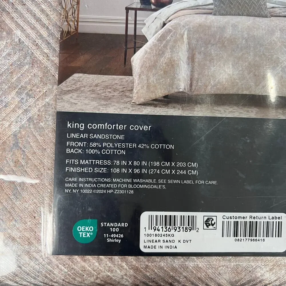Hudson Park Collection King Comforter Cover - Linear Sandstone